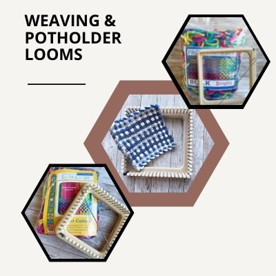 6 Woven Potholder Designs for 1/2 56 peg 7 Potholder Loom – CinDWood Looms