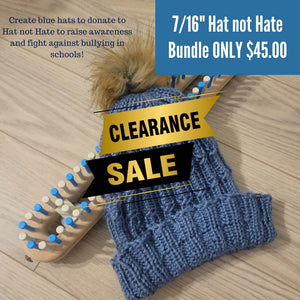 CinDWood Crafts Bundle Hat Not Hate Bundle: 7/16 Universal Hat Loom (1x1 Blue +Tan) + Blue Yarn + Pom Pom On Sale