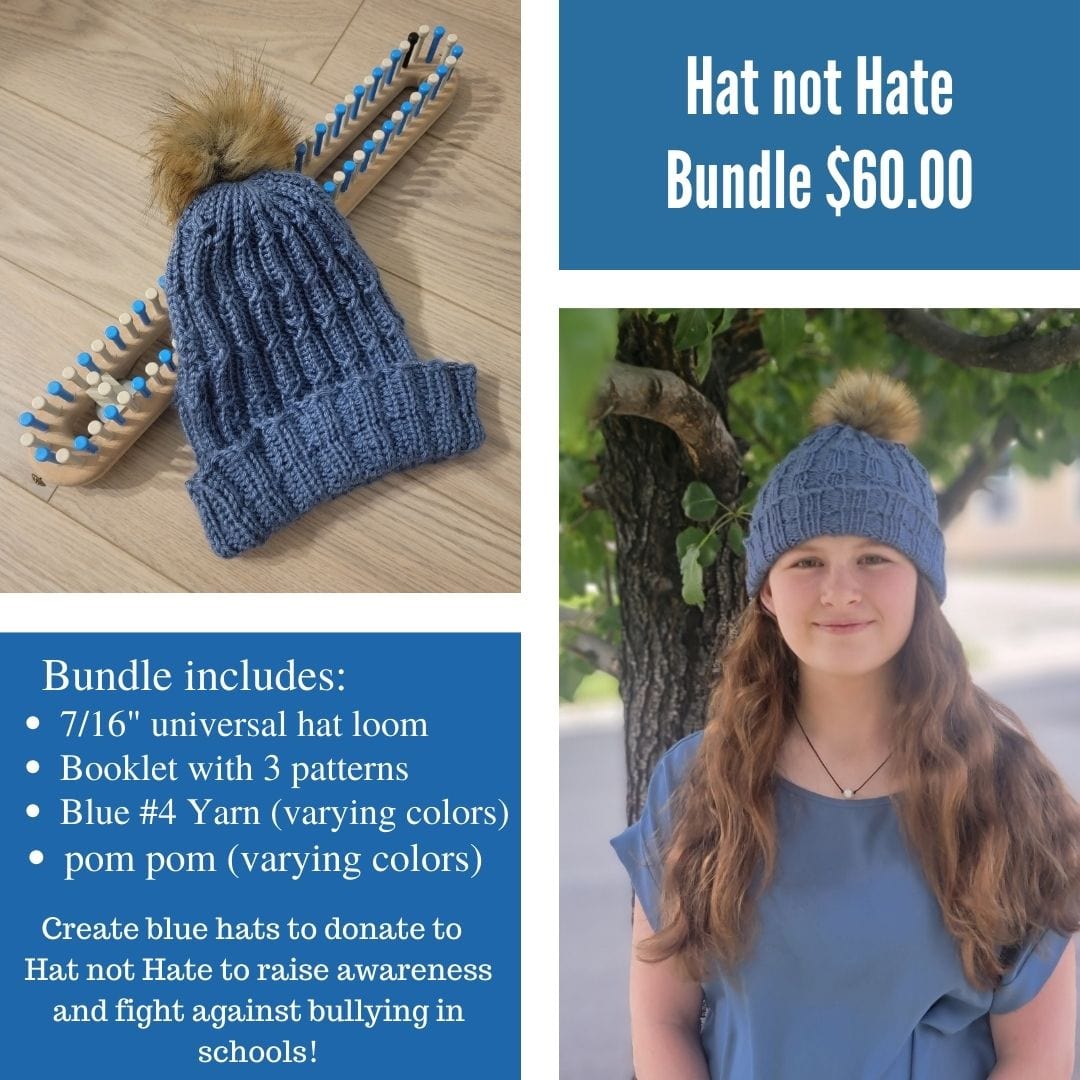 Hat Not Hate Bundle: 7/16 Universal Hat Loom (1x1 Blue +Tan) + Blue Ya –  CinDWood Looms