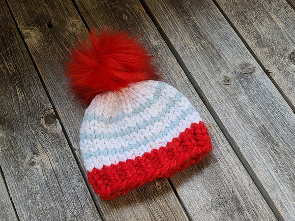 Janae Yagi Loom knit epattern: The Striped Baby Beanie ePattern