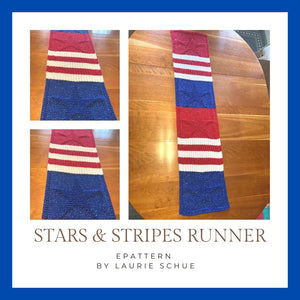Laurie Schue Loom Knit ePattern: Stars and Stripes Table Runner Patterns