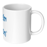 teelaunch 11 oz White Mug. Cindwood Keep Calm and Loom On -Blue Coffee Mugs