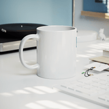 teelaunch 11 oz White Mug. Cindwood Keep Calm and Loom On -Blue Coffee Mugs