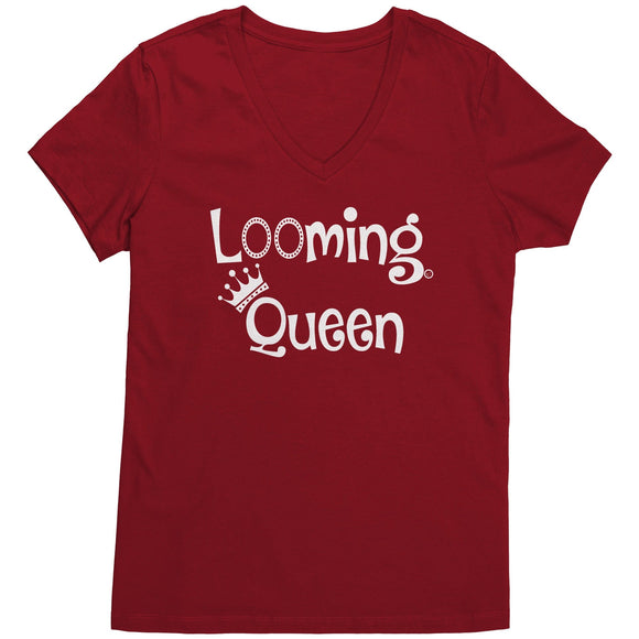 teelaunch Looming Queen V-neck Shirt Loom Knitting Swag Classic Red / S / District Womens V-Neck Looming Swag