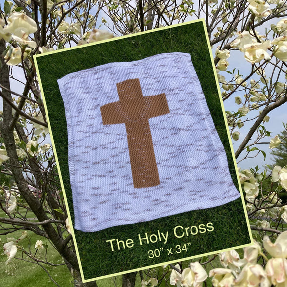 CinDWood Looms Loom Knit ePattern: The Holy Cross Christening Blanket/Lapghan