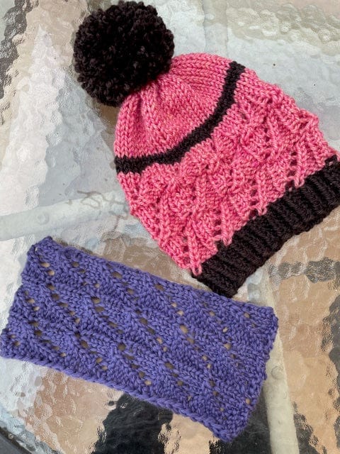 Kamalkknits Loom Knit ePattern: Angled Stripes Lace Hat and Earwarmer Pattern