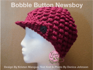Kristen Mangus Loom Knit ePattern: Bobble Button Newsboy Hat Pattern
