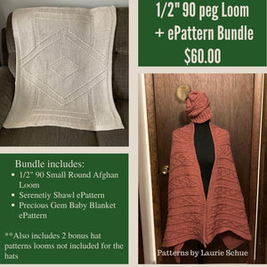 Laurie Schue Bundle 1/2" 90 Peg Tan Loom+ePattern Bundle (Serenity Shawl & Precious Gems Baby Blanket) Loom + ePattern Bundle