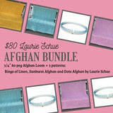 Laurie Schue Bundle 3/4" 80 peg Large Round Afghan Loom (Blue Pegs) + 3 Afghan Pattern Bundle Looms