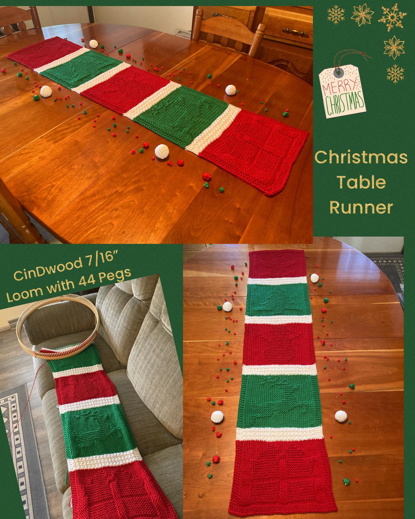 Loom Knit ePattern: Christmas Table Runner – CinDWood Looms