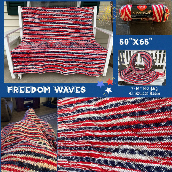 Laurie Schue Loom Knit ePattern: Freedom Waves Afghan Patterns