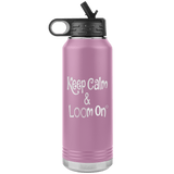 teelaunch Keep Calm & Loom on Bottle Tumbler Loom Knitting Swag Light Purple Looming Swag