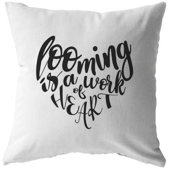 teelaunch Looming is a Work of Heart Pillow Black Swag Stuffed & Sewn / 16 x 16 Pillows