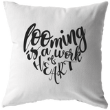 teelaunch Looming is a Work of Heart Pillow Black Swag Stuffed & Sewn / 16 x 16 Pillows