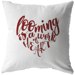 teelaunch Looming is a Work of Heart Pillow Dark Red Swag Stuffed & Sewn / 16 x 16 Pillows