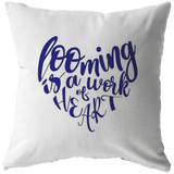 teelaunch Looming is a Work of Heart Pillow Navy Swag Stuffed & Sewn / 16 x 16 Pillows