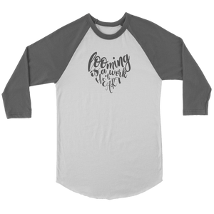 teelaunch Looming is a Work of Heart Raglan T-Shirt Swag Canvas Unisex 3/4 Raglan / White/Asphalt / S Looming Swag